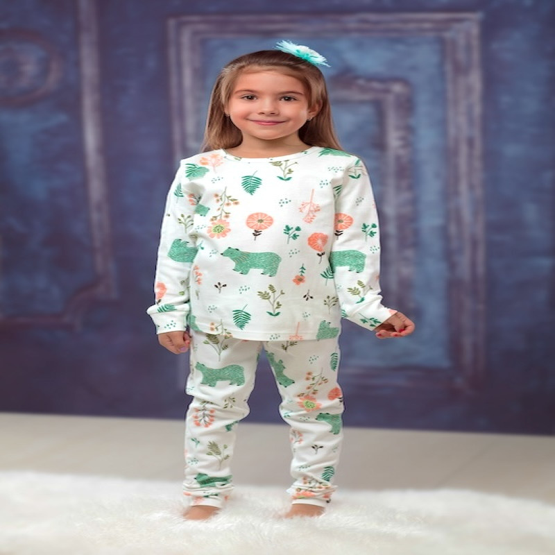 Pajama Set 2Y-7Y Organic Cotton O-neck Super Soft And Breathable Bear HY6004-8